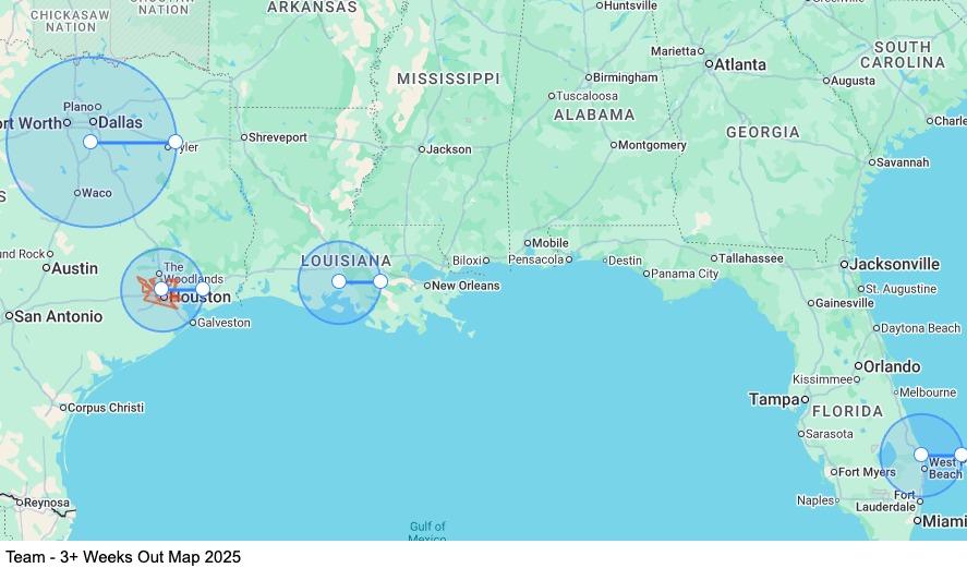 Team - 3+ Weeks Out map